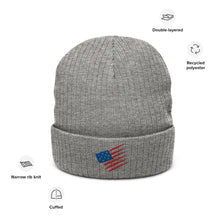 Load image into Gallery viewer, American Flag Ribbed knit beanie
